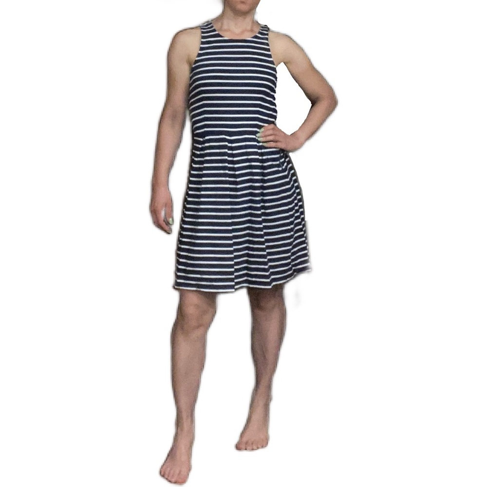 THML striped dress- navy and white